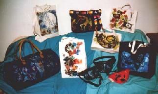 many different colorful bags